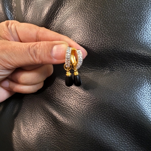 Beautiful changeable gold plated earings with genuine stones and zircons - Picture 4 of 9